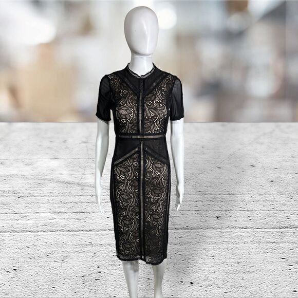 Bardot Elsie Black Lace Short Sleeve Dress - Picture 4 of 9